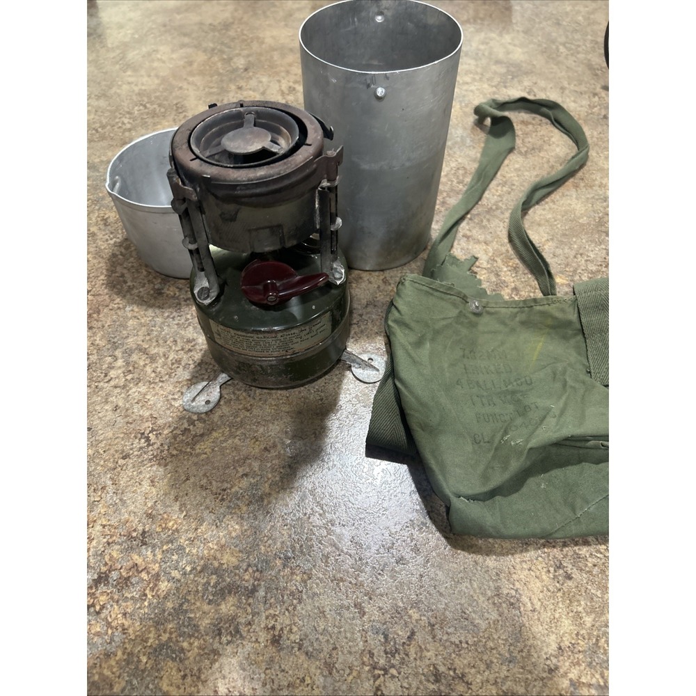 U.S. Military Rogers Akron Ohio 1952 Camp Stove Canister and Stove